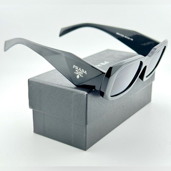 New! Prada Symbole Sunglasses SPR17WS Acetate Black Frame Gray Lenses UNISEX! - Picture 12 of 15